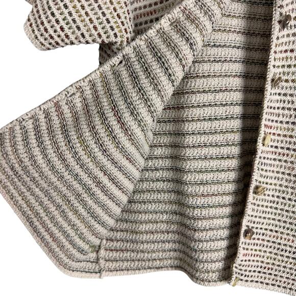 Vintage Croft & Barrow Crochet Knit Cream Short Sleeve Button Up Top Sz Small - Picture 8 of 12